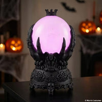 Light-Up LED Purple Crystal Ball with Bats, Halloween Decoration, 9 Inches, 1 Count