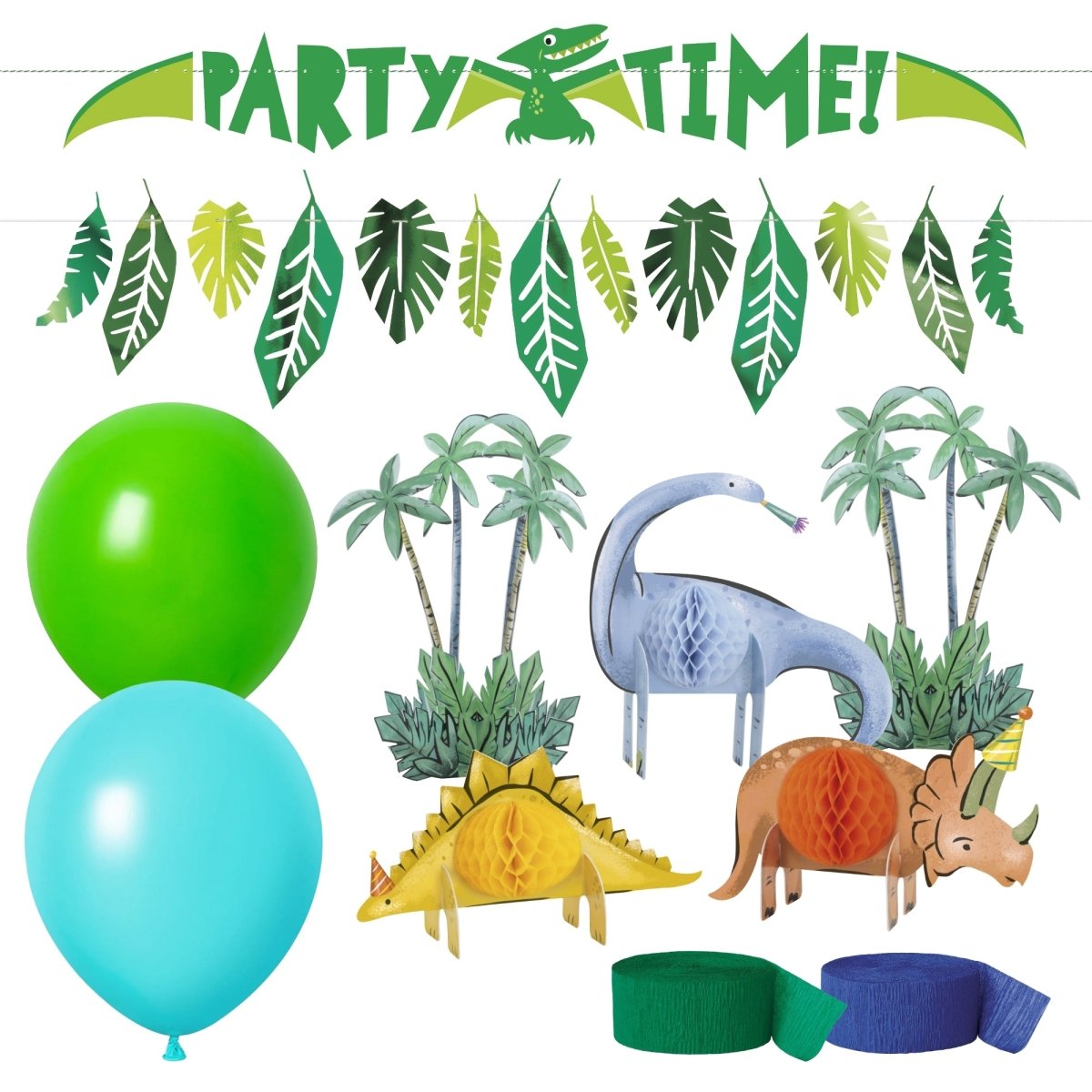 Blue and Green Dinosaurs Basic Decoration Party Supplies Kit