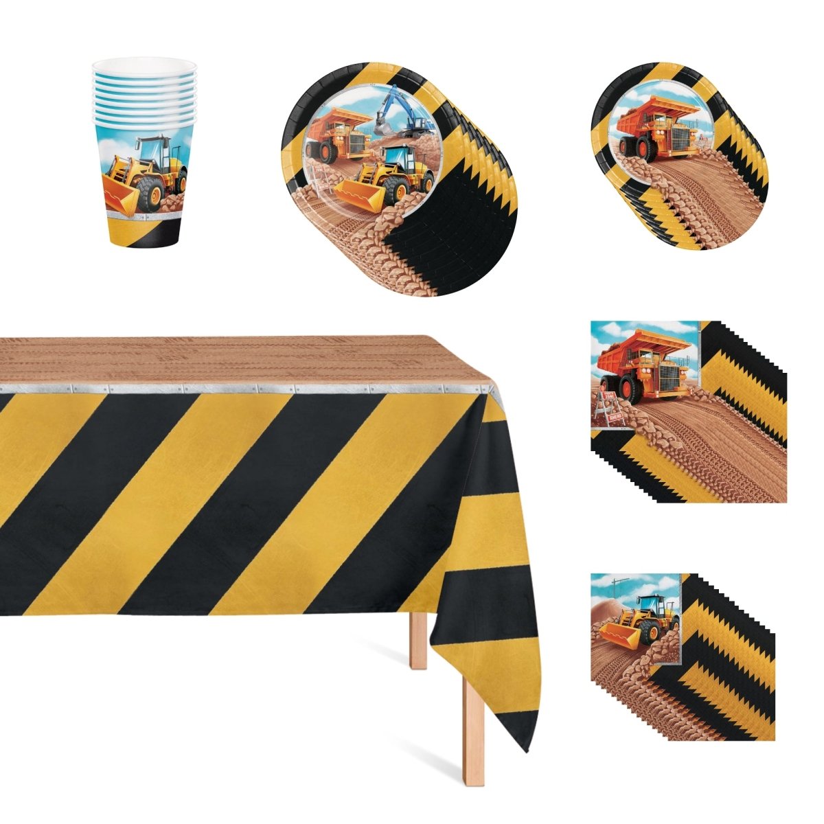 Ensemble de vaisselle de base pour fête de Construction, 8 Invités