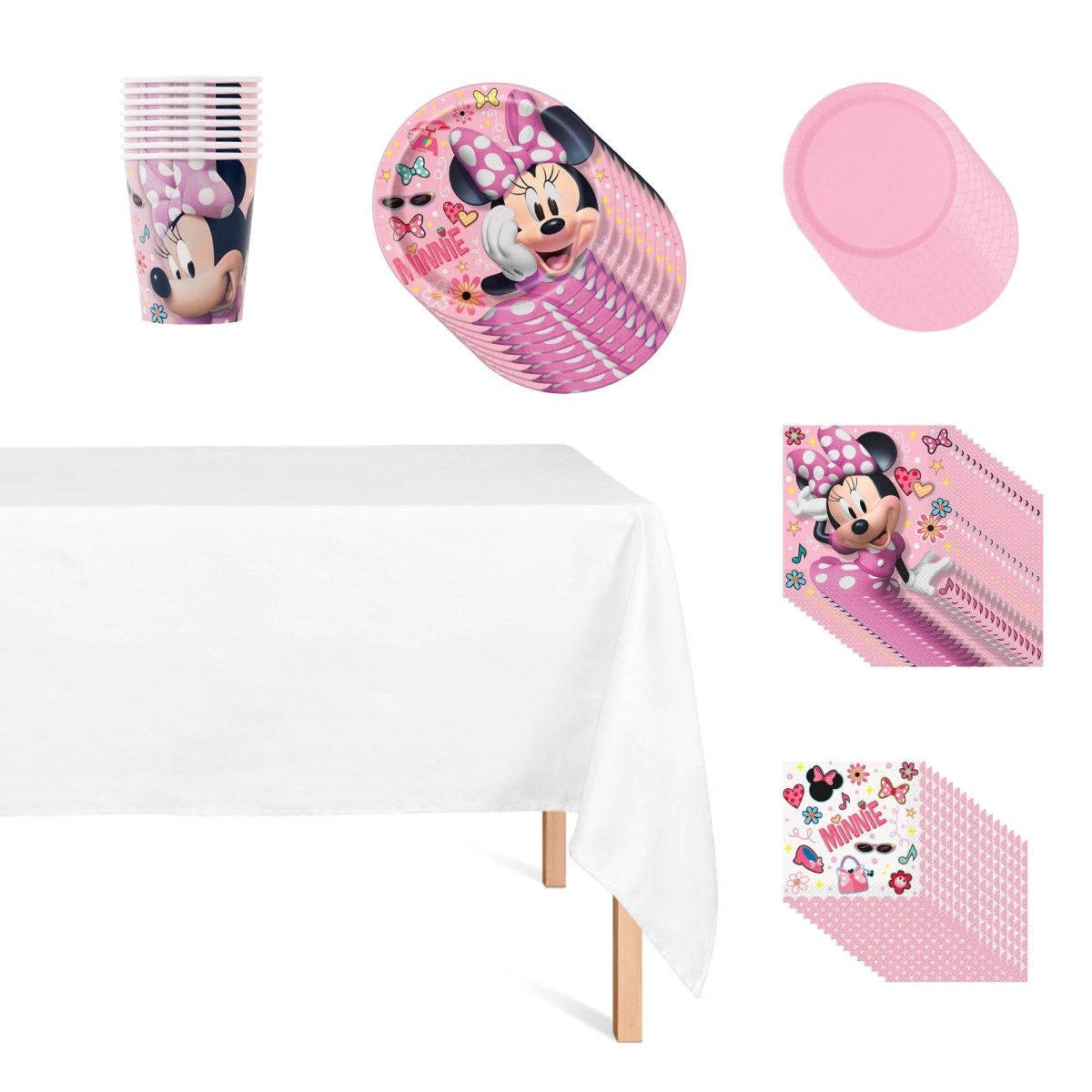 Minnie Mouse Basic Tableware Birthday Party Supplies Kit – Party Expert