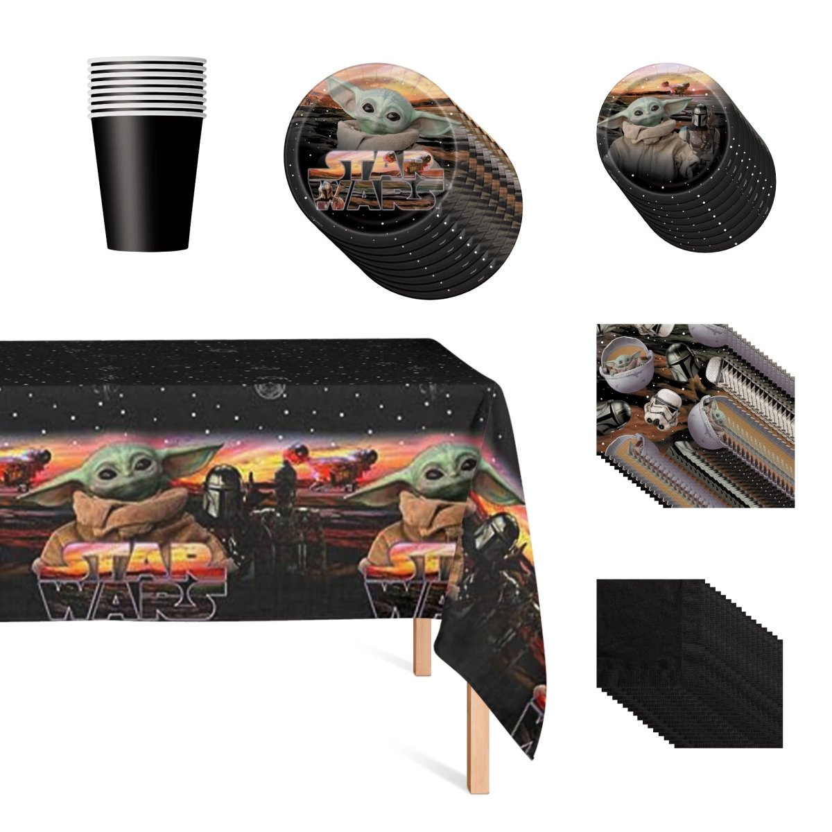 Ensemble de vaisselle de base pour fête de Grogu, Star Wars : Le Mandalorien, 8 Invités