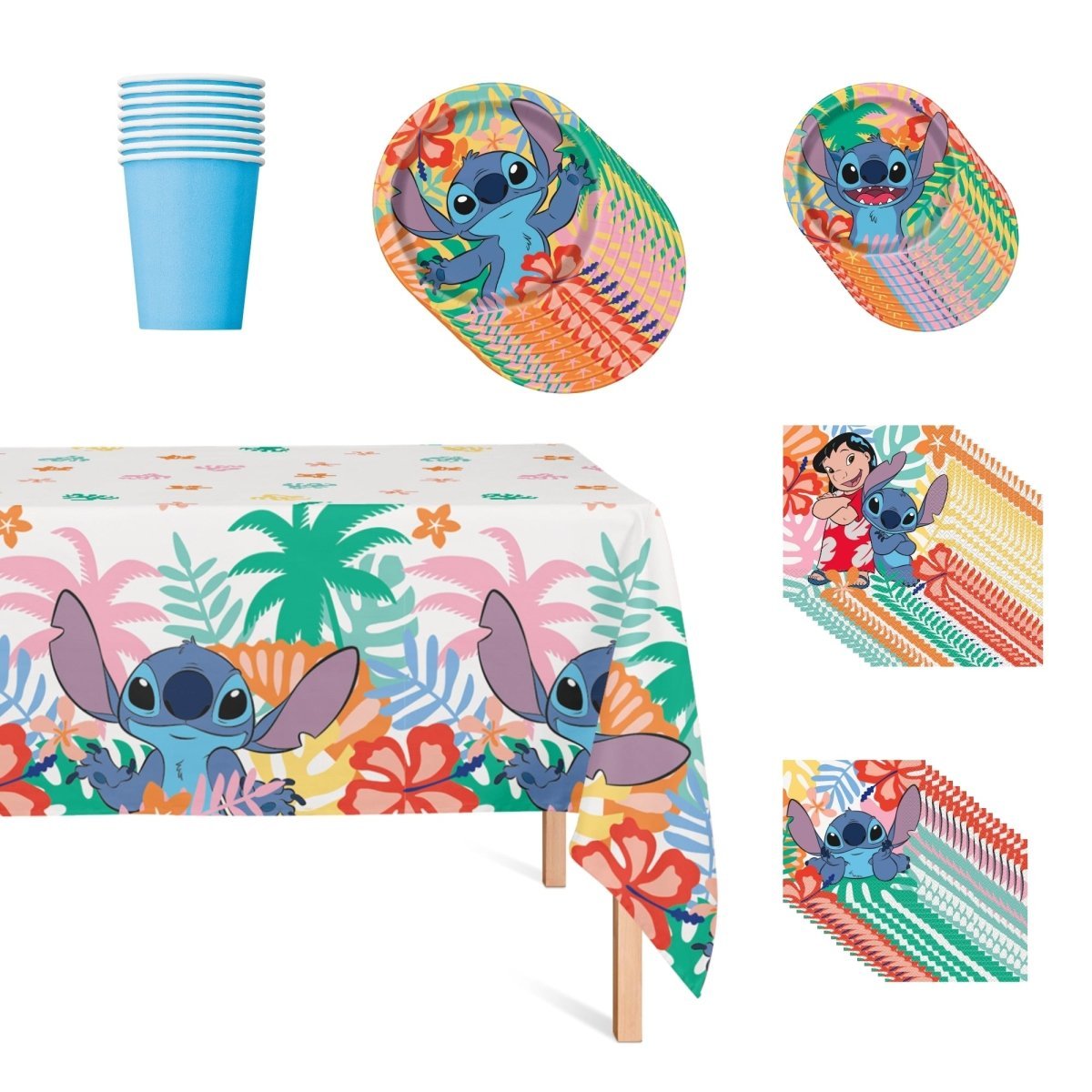 Ensemble de vaisselle de base pour fête de Stitch, 8 Invités