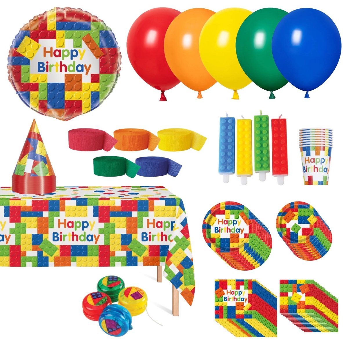 Block Party Standard Birthday Party Supplies Kit, 8 Guests