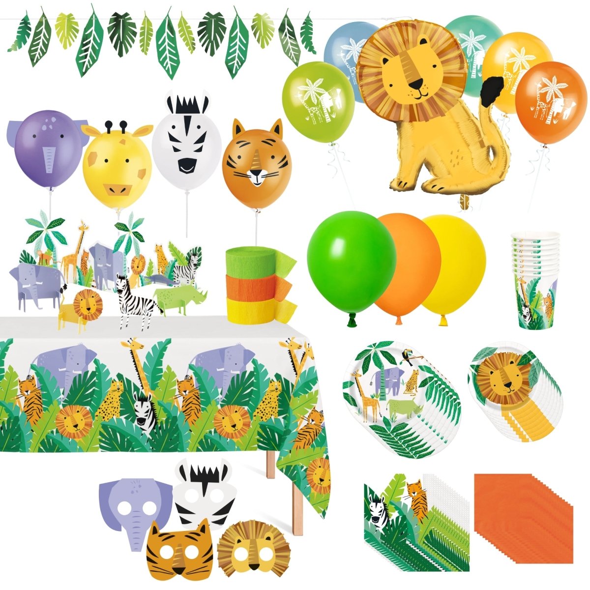Safari Animal Standard 1st Birthday Party Supplies Kit, 8 Guests