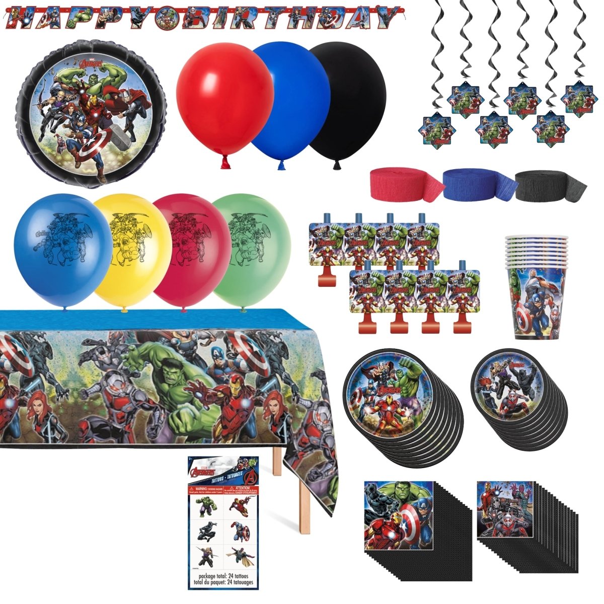 Ensemble de fête d'anniversaire standard des Marvel Avengers, 8 Invités