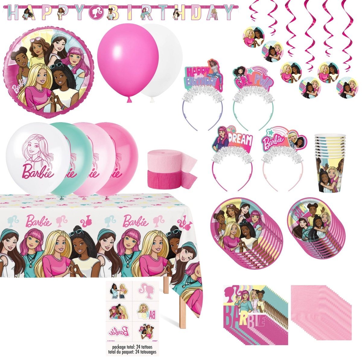 Ensemble de fête d'anniversaire standard de Barbie, 8 Invités