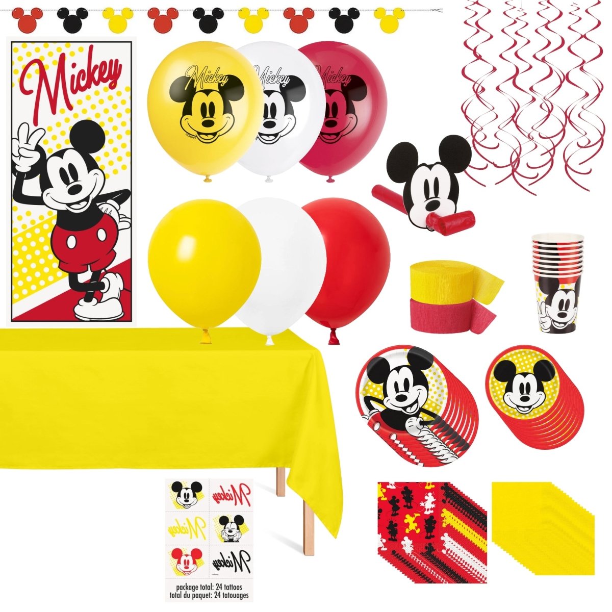Disney Mickey Mouse Standard Birthday Party Supplies Kit, 8 Guests