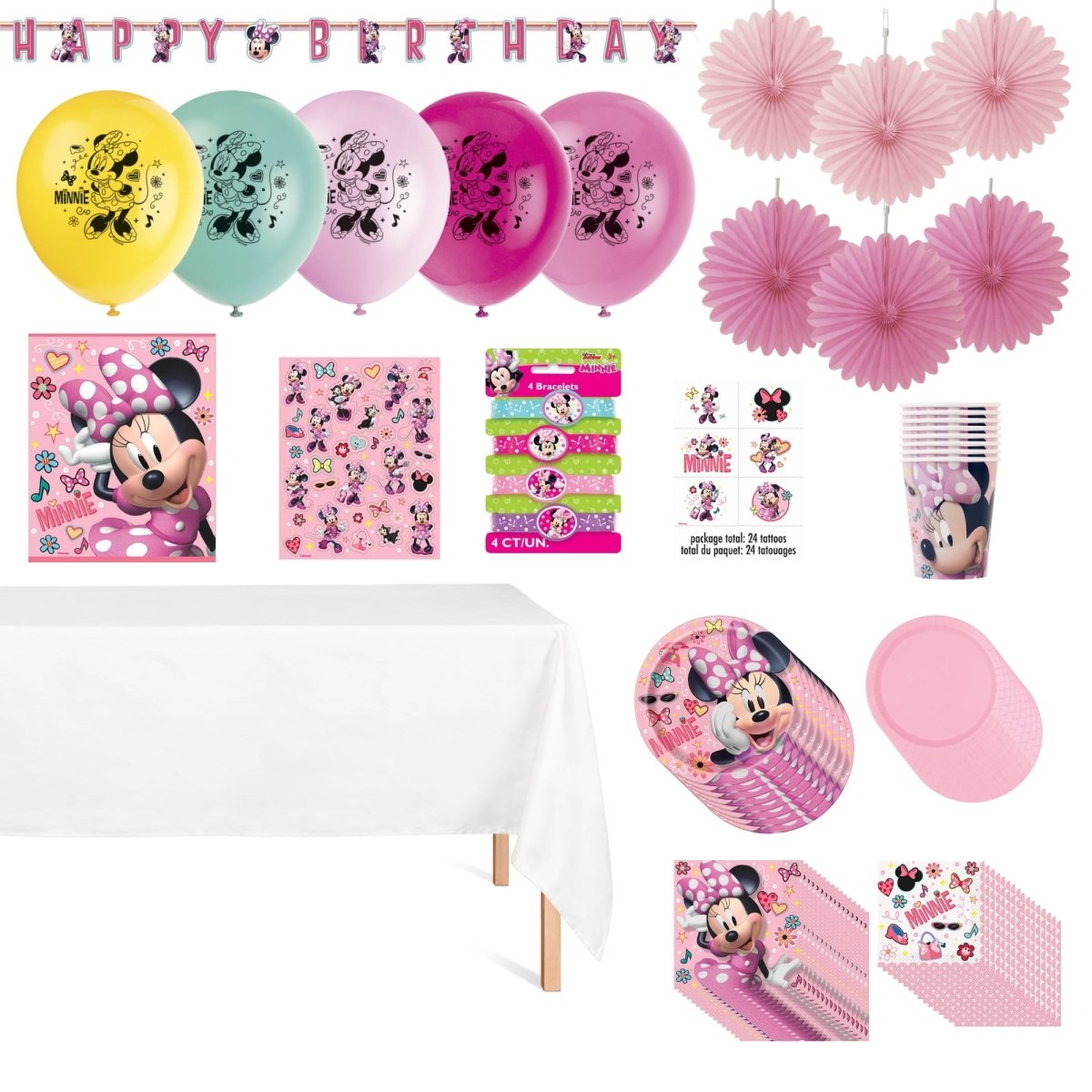 Minnie Mouse Standard Birthday Party Supplies Kit, 8 Guests