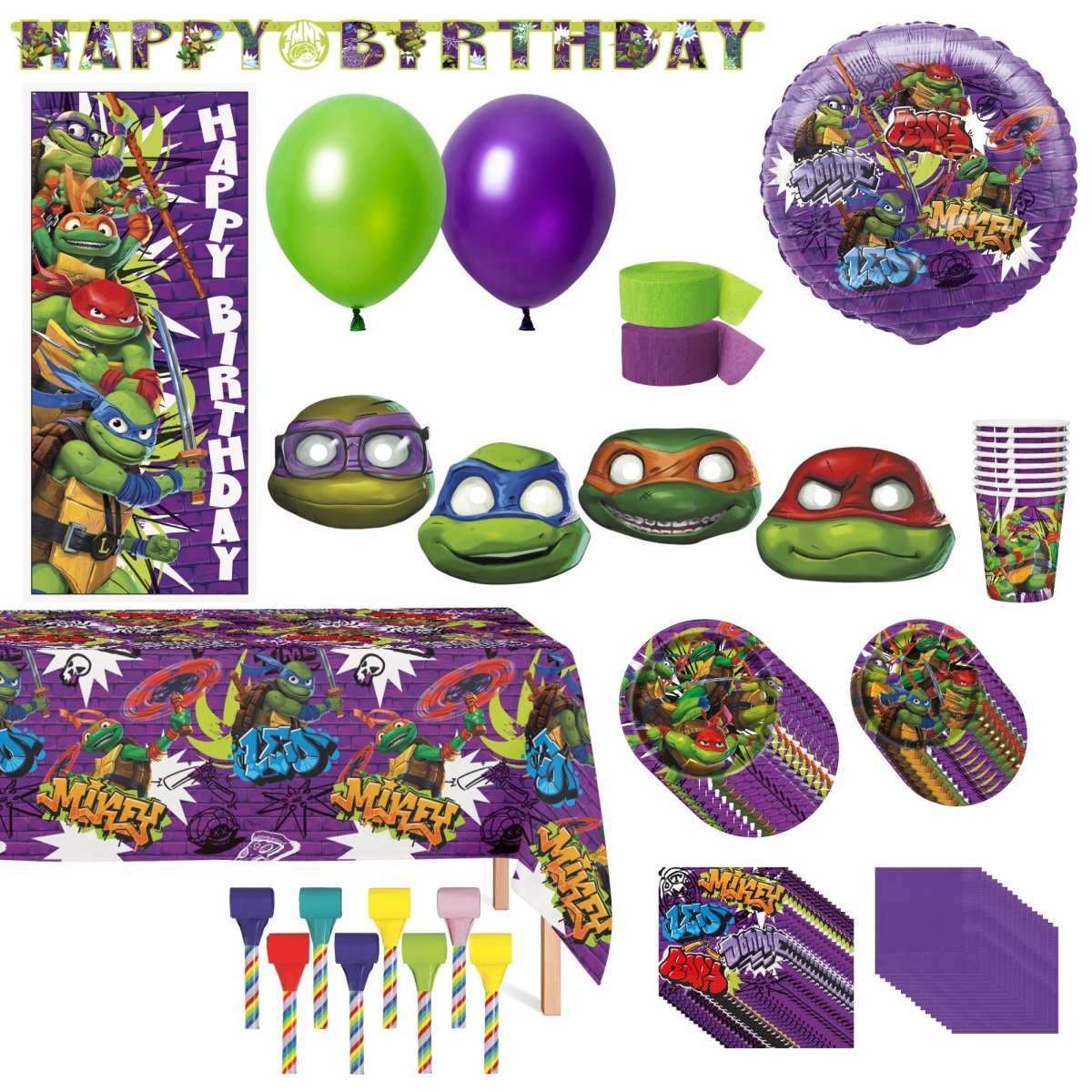 Ninja Turtles Standard Birthday Party Supplies Kit, 8 Guests