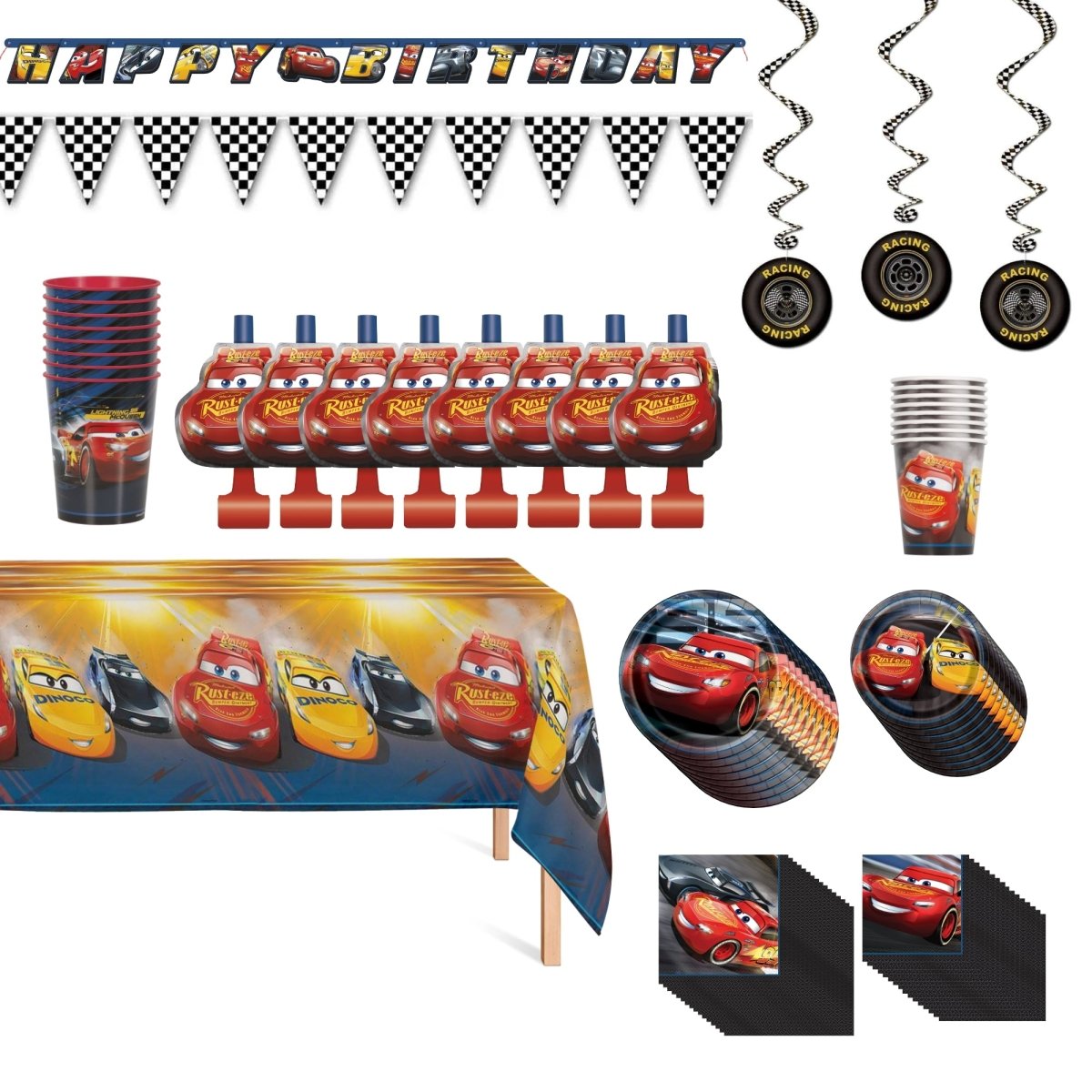 Cars Standard Birthday Party Supplies Kit, 8 Guests