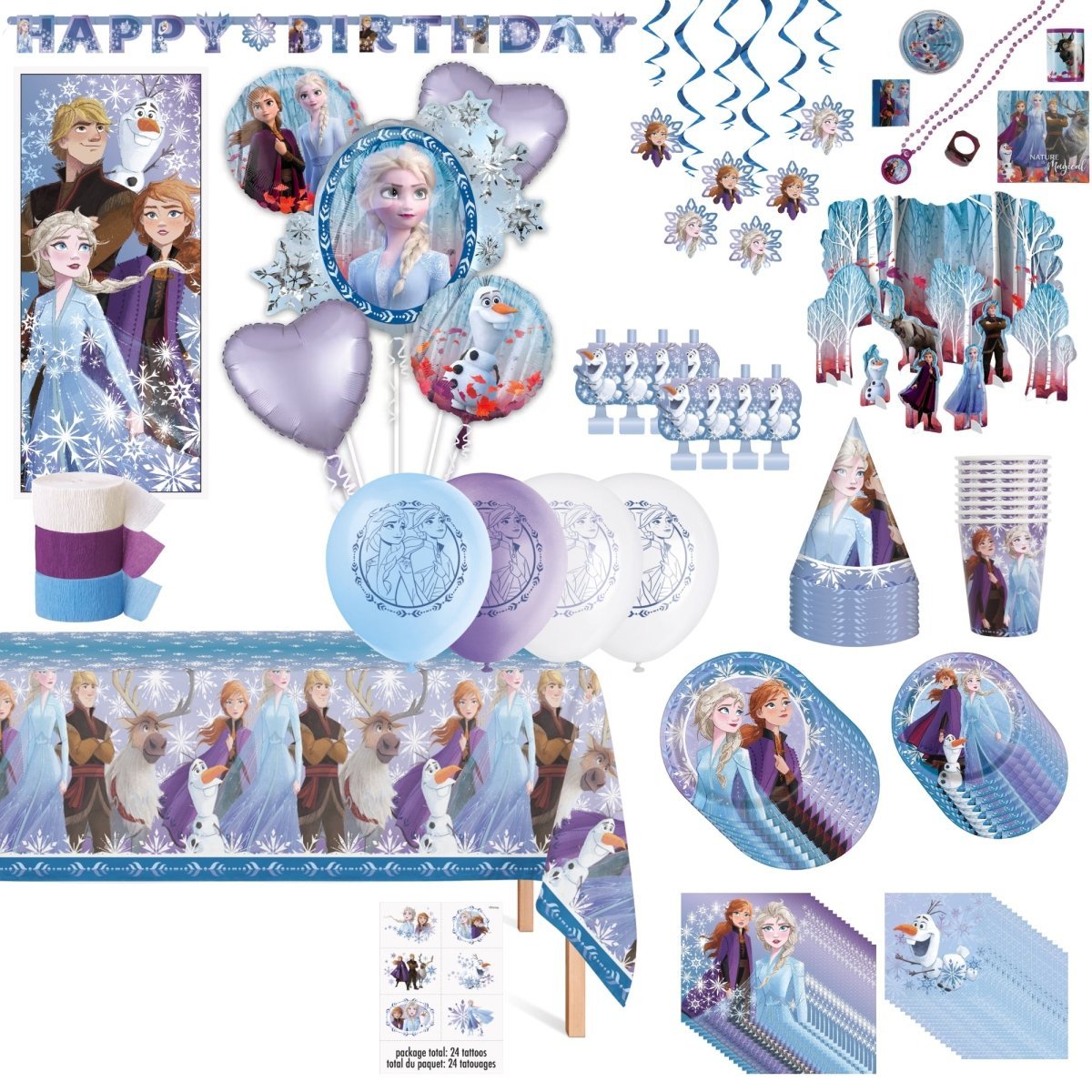 Ensemble de fête d'anniversaire ultime de la Reine des neiges, 8 Invités