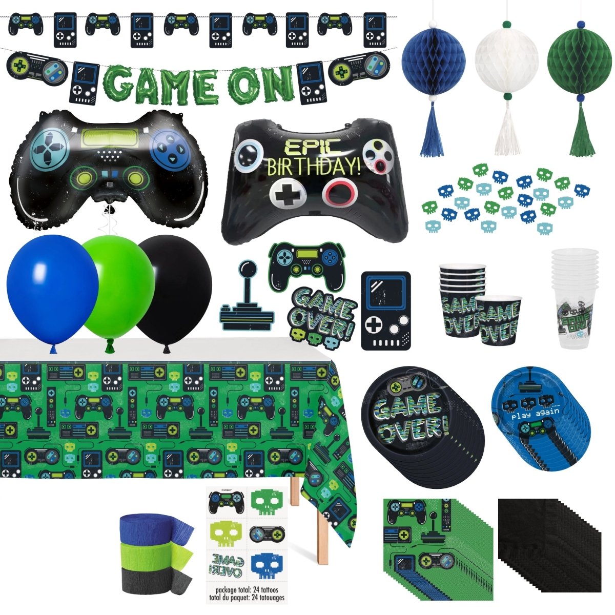 Gamer Ultimate Birthday Party Supplies Kit, 8 Guests