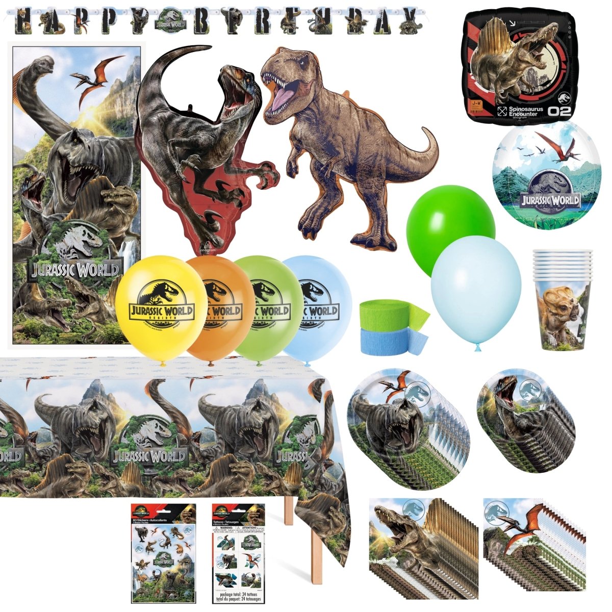 Jurassic World Ultimate Birthday Party Supplies Kit, 8 Guests