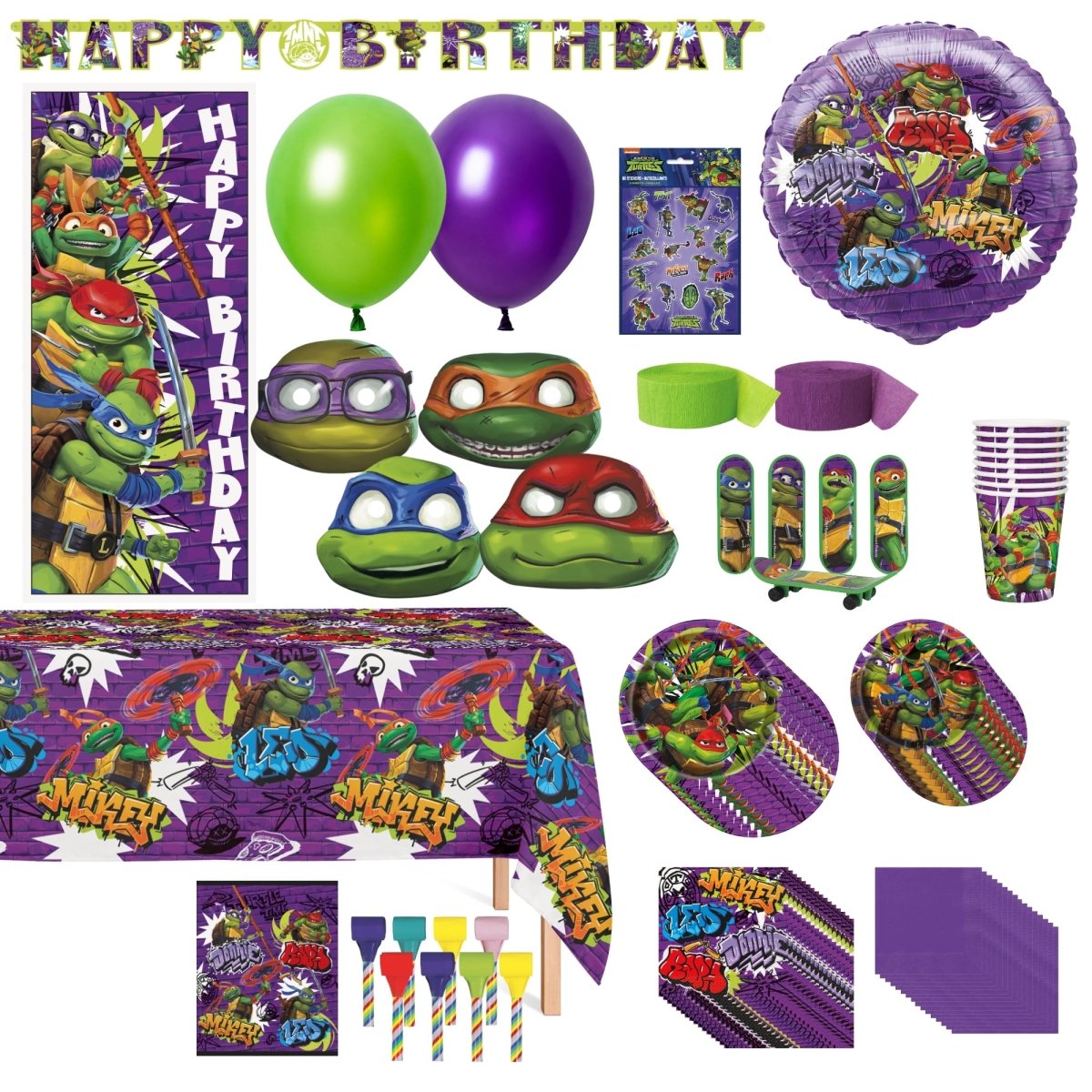 Ninja Turtles Ultimate Birthday Party Supplies Kit, 8 Guests