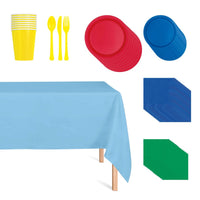 Super Mario Colours Basic Tableware Birthday Party Supplies Kit, 16 Guests
