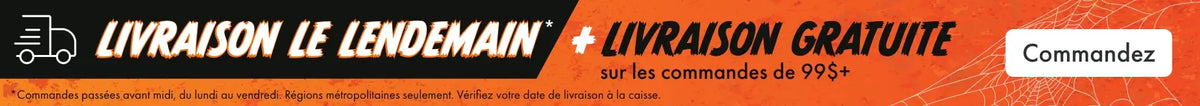 Livraison le lendemain + livraison gratuite sur les commandes de 99 $ et plus