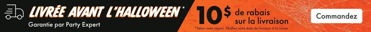 Livrée avant l’Halloween, garantie par Party Expert. 10 $ de rabais sur la livraison