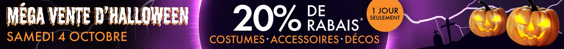 Méga vente d'Halloween, samedi seulement 20% de rabais