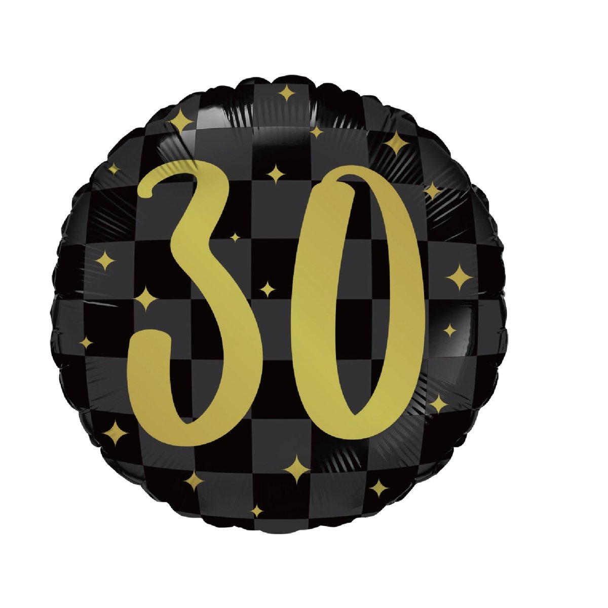 Black Checkered 30th Birthday Round Foil Balloon, 18 Inches, 1 Count