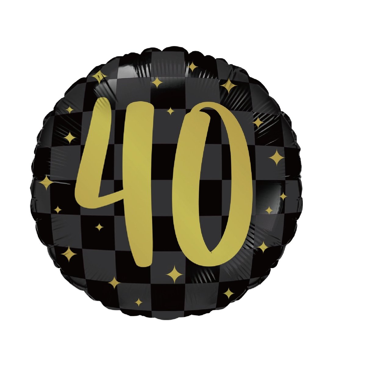 Black Checkered 40th Birthday Round Foil Balloon, 18 Inches, 1 Count