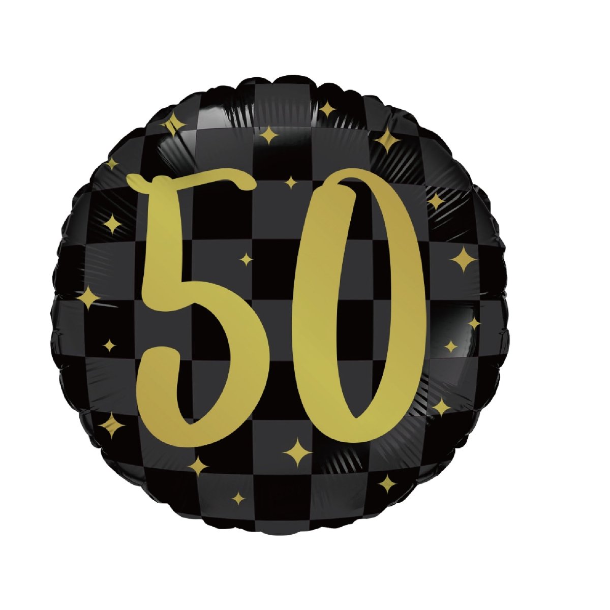 Ballon mylar rond à damier noir pour 50e anniversaire, 18 pouces, 1 unité