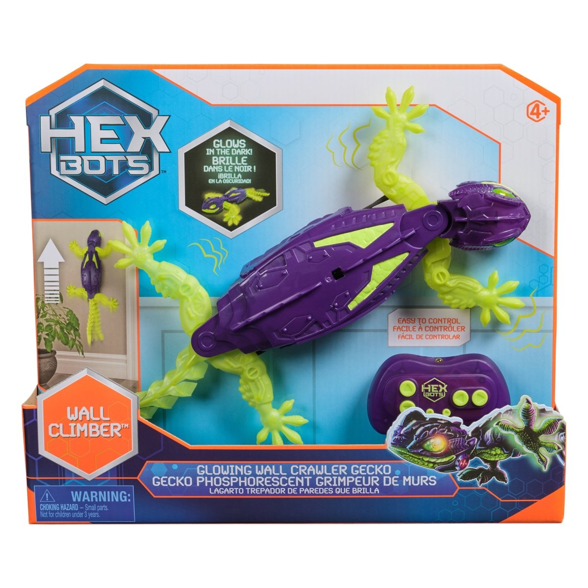 HEX Wall Crawler Gecko Glow in the Dark, 1 Count