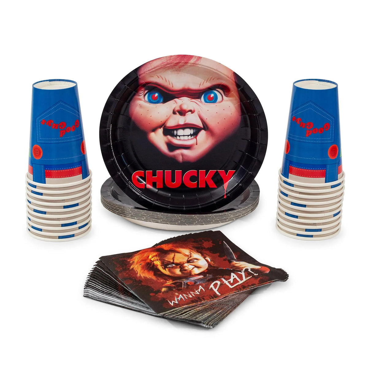 Chucky Party Tableware Set, Plates, Napkins and Cups, 60 Count