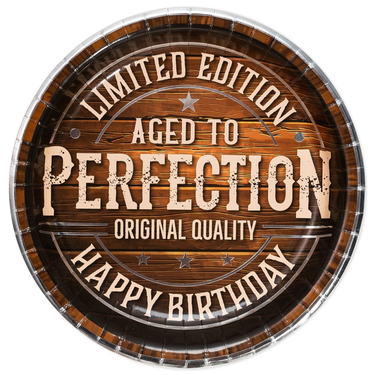 Aged to Perfection Birthday Large Lunch Paper Plates, 10.5 Inches, 8 Count