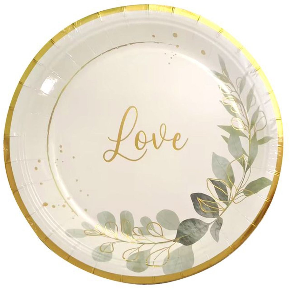 Grandes assiettes rondes en papier d'Amour pour Toujours, 9 pouces, 8 unités