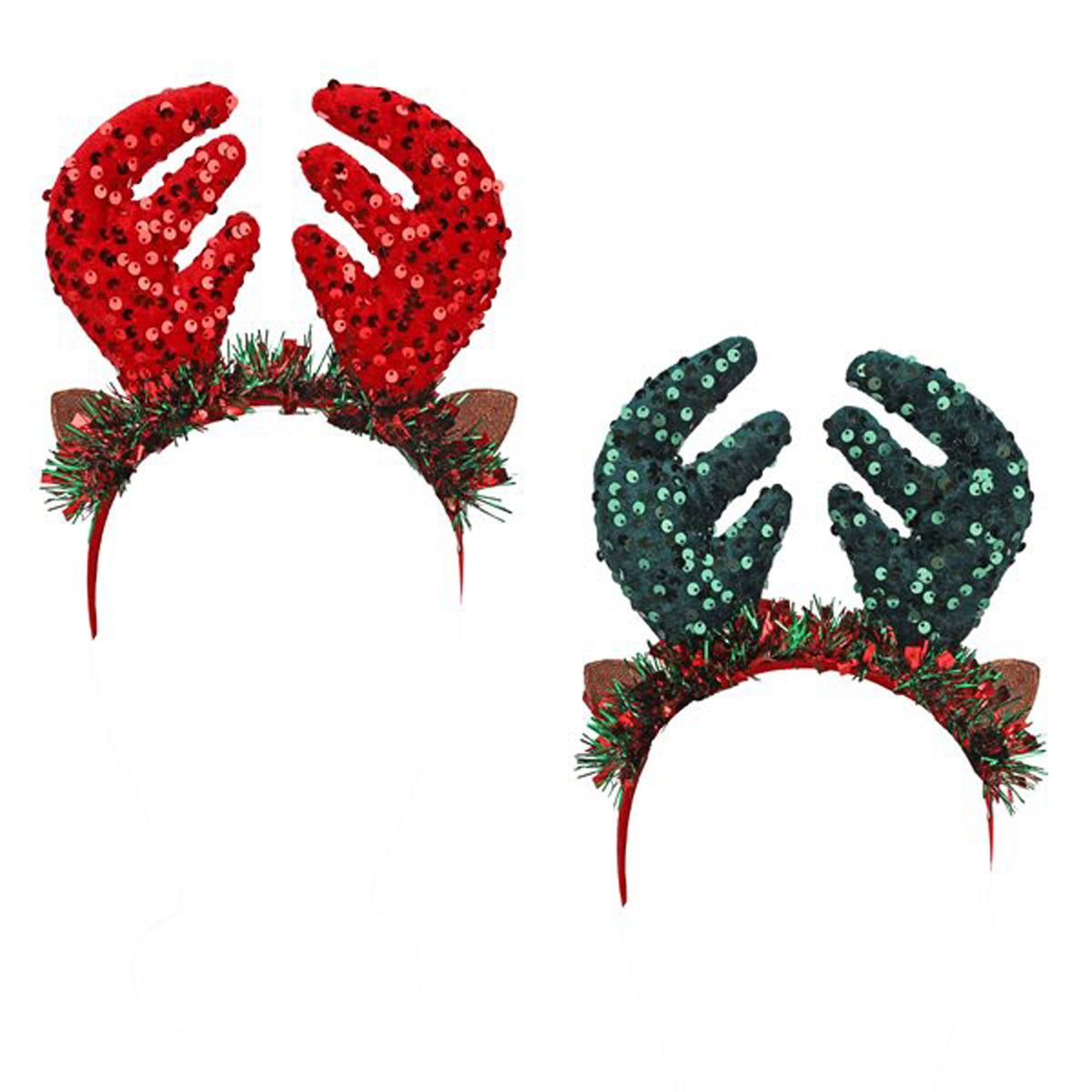 Headband W/Sequin Reindeer Antlers Asst.