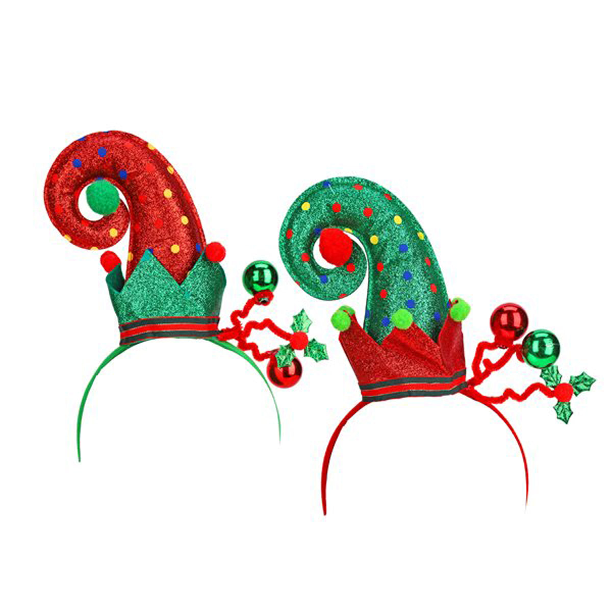 Headband W/ Spiral Elf Hat And Bell Asst.