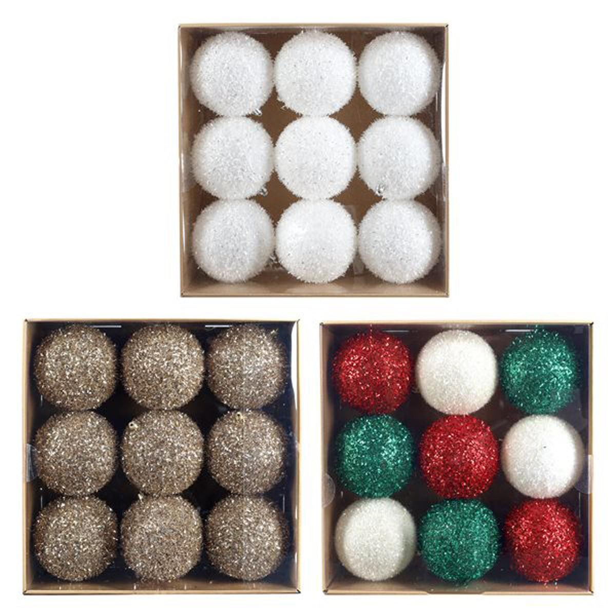 Glittered Balls 9/Pkg - Asst.