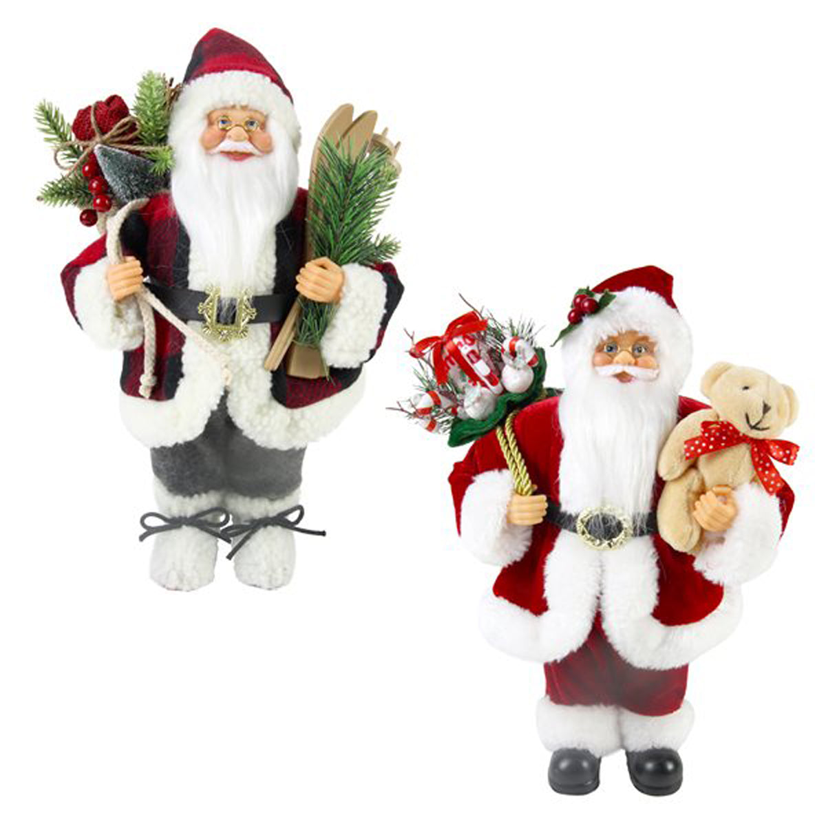 Fabric Standing Santa 30cm - Asst.