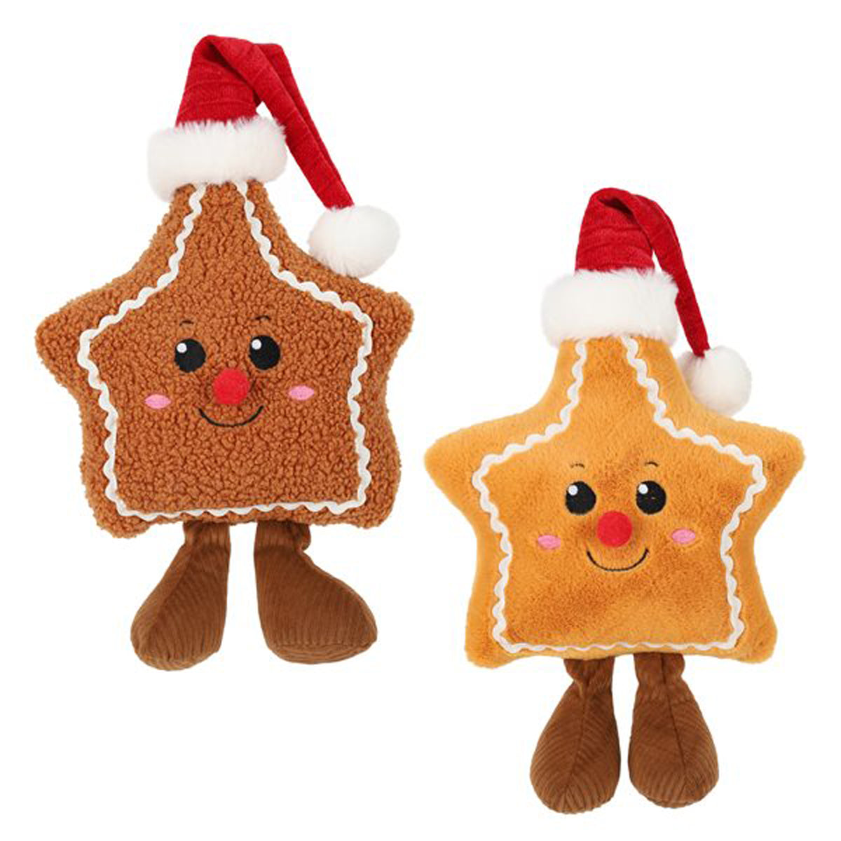 Sitting Star Shape Gingerbread W/ Santa Hat 38 CM - Asst.