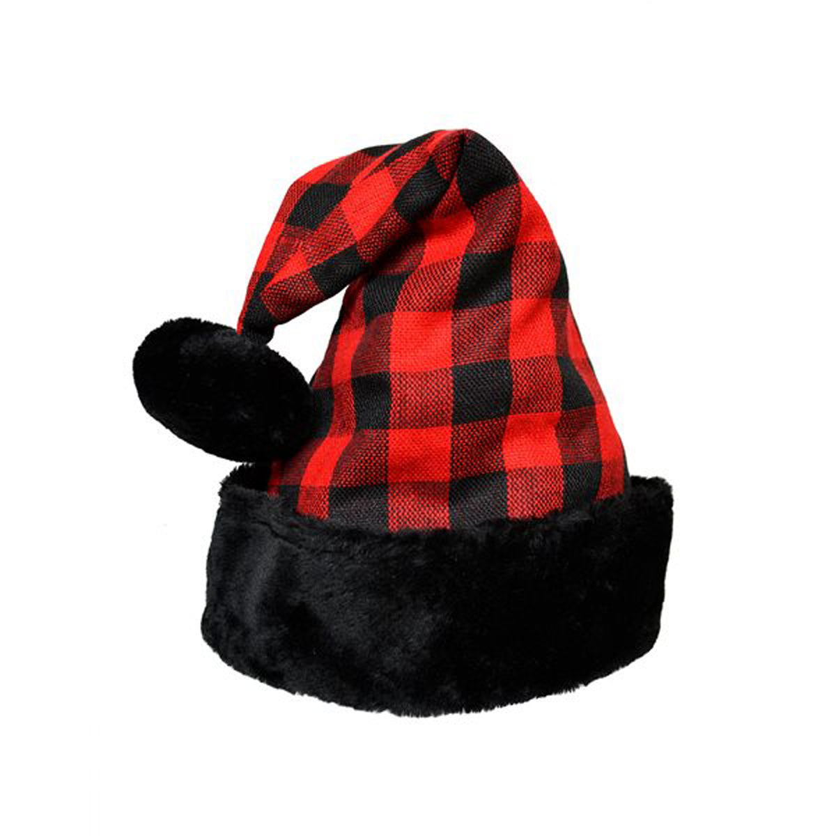 Checker Santa Hat W/ Pompom