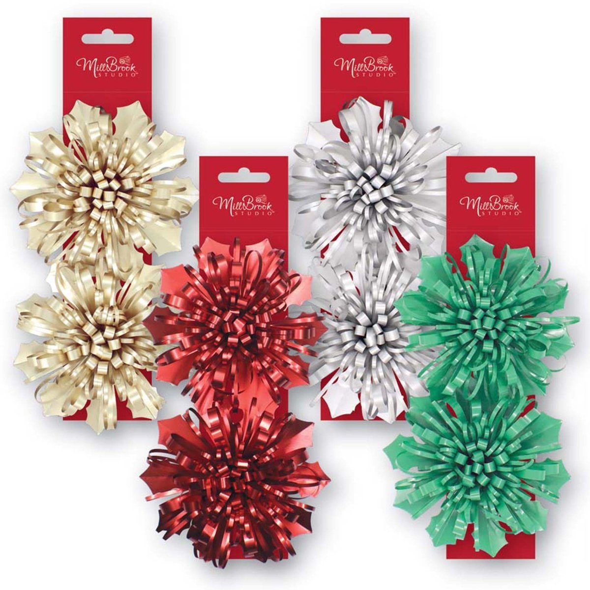 A-LINE Christmas Christmas Poinsettia Bows, Assortment, 2 Count 882636987081