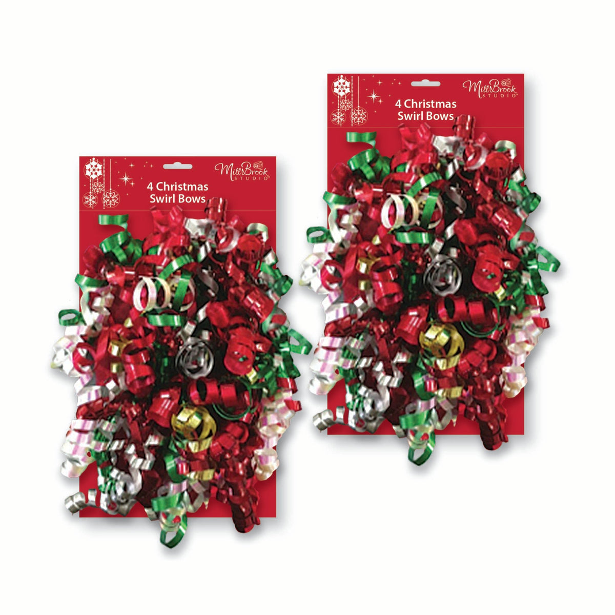 A-LINE Christmas Christmas Swirl Bows, Red, Green, White, Gold and Silver, 4 Count