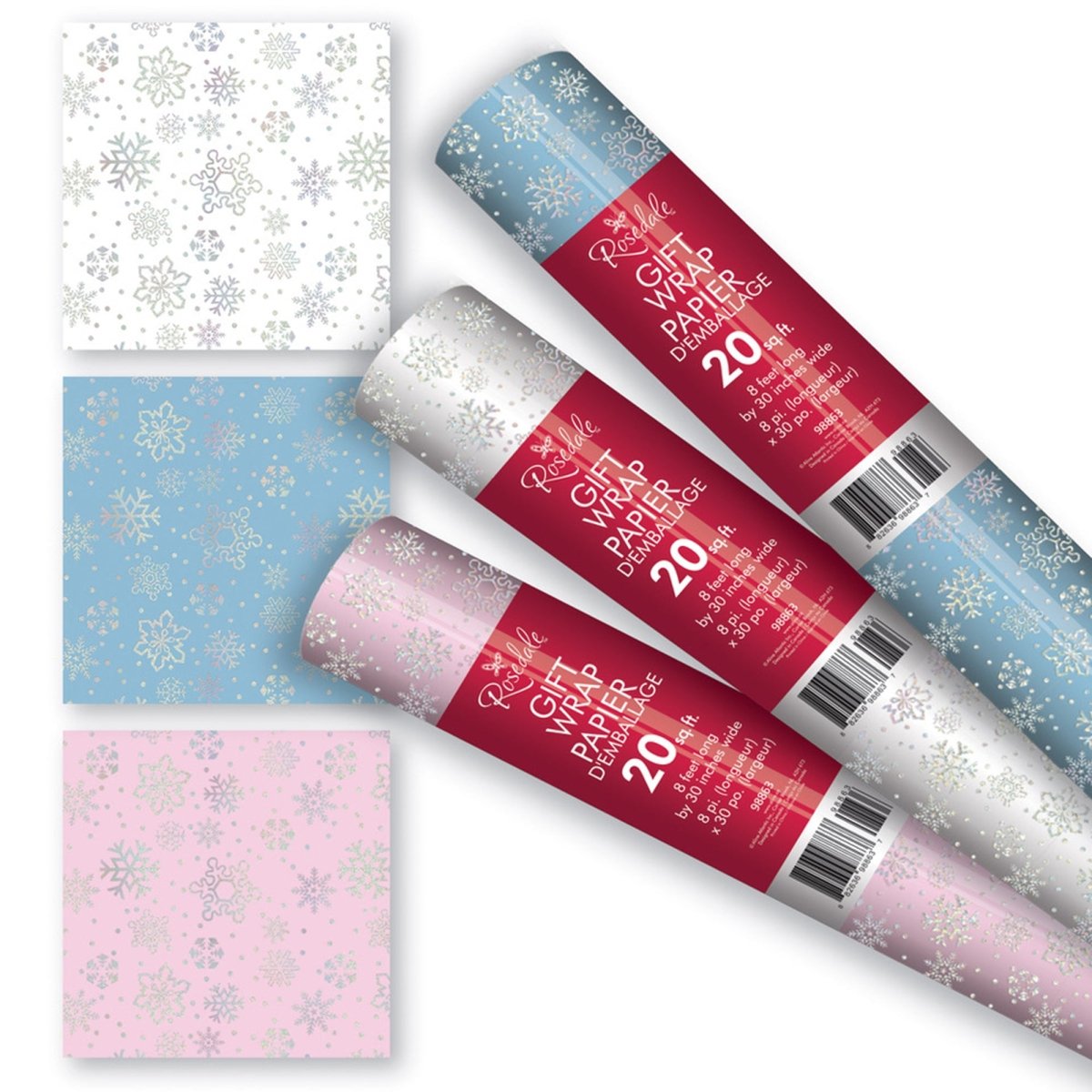 A-LINE Christmas Holographic Christmas Gift Wrap Roll, 30 x 96 Inches, Assortment, 1 Count 882636988637