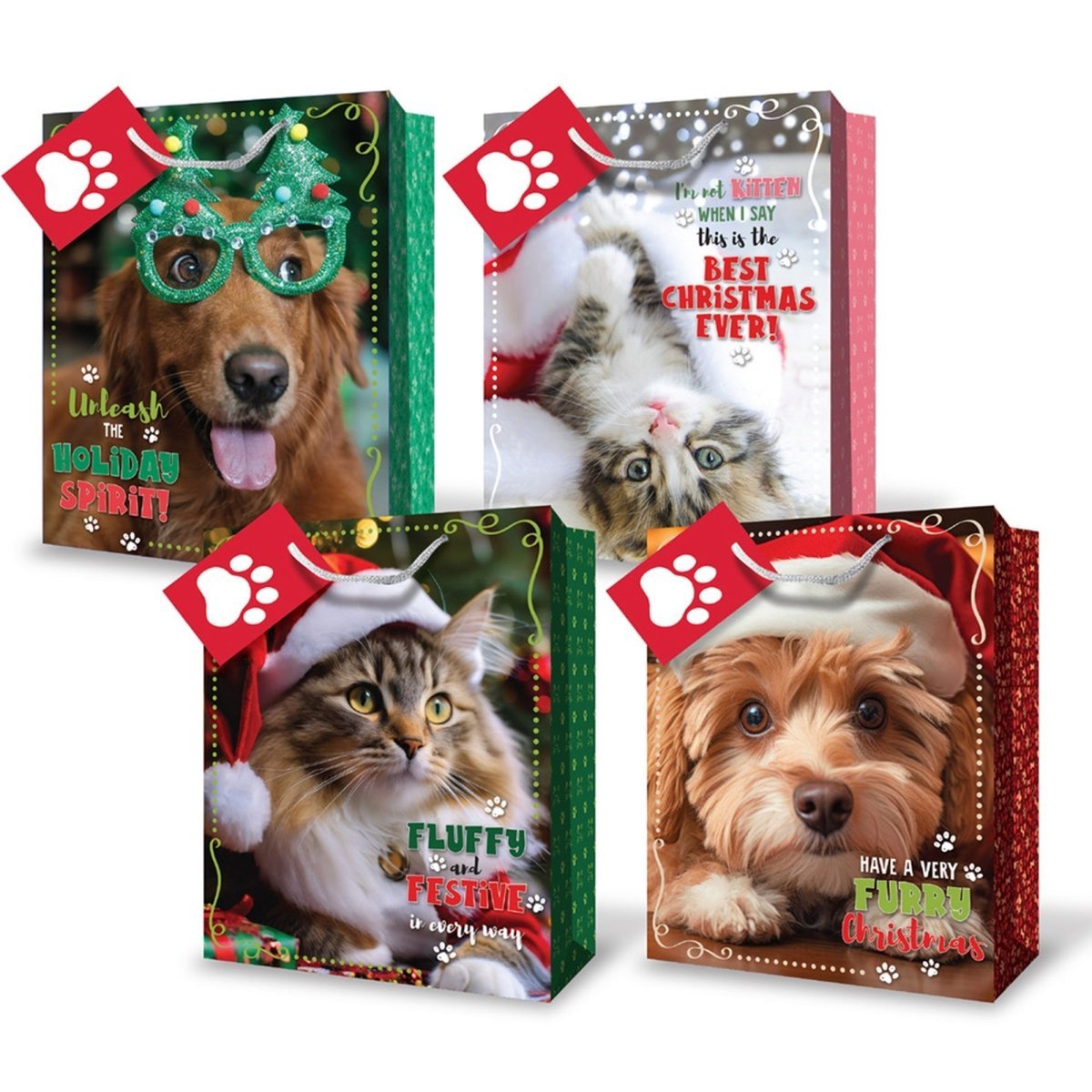 A-LINE Christmas Large Christmas Animal Gift Bag, Assortment, 1 Count 882636980402