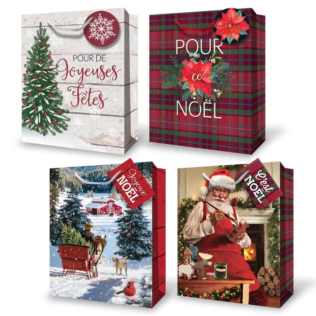 A-LINE Christmas Large Christmas Gift Bag, French Version, Assortment, 1 Count 882636987593