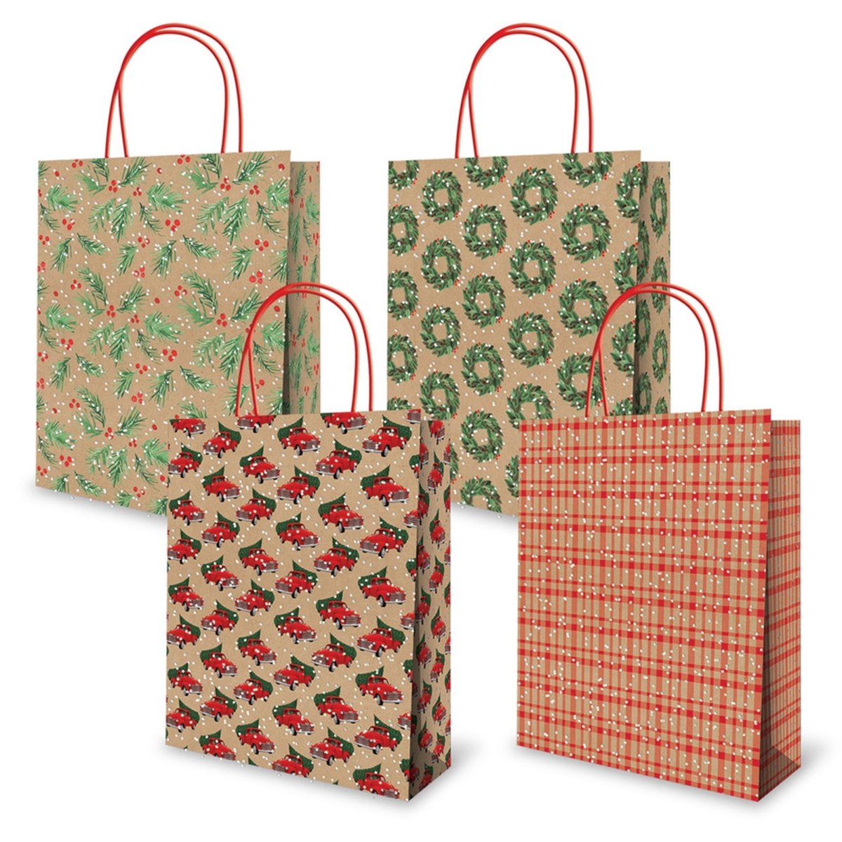 A-LINE Christmas Large Christmas Kraft Gift Bag, 12.75 x 5.25 x 10.5 Inches, Assortment, 1 Count 882636980013