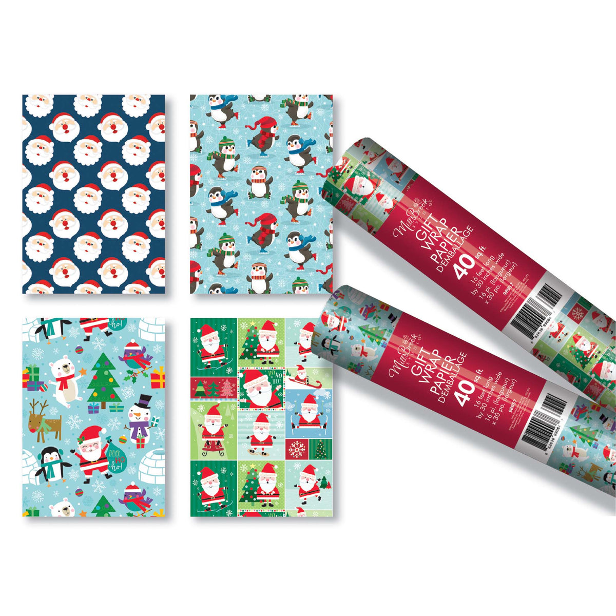 A-LINE Christmas Snow Christmas Grift Wrap, 30 x 192 Inches, Assortment, 1 Count