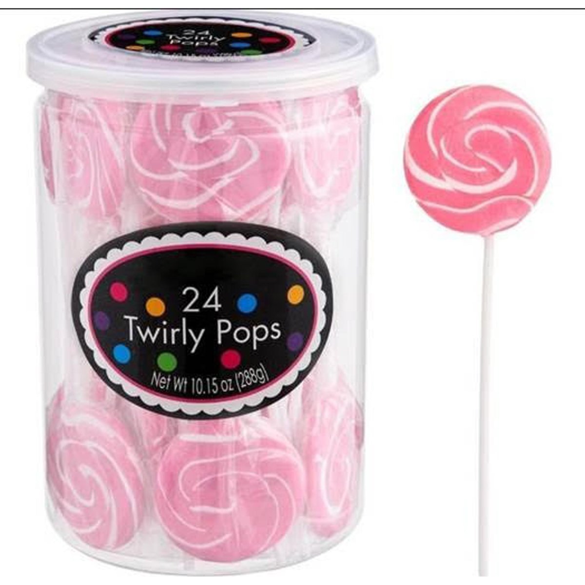 ALBERT & SON INC. Candy Bar Pink Twirly Pops Lollipops, 24 Count 072084000740