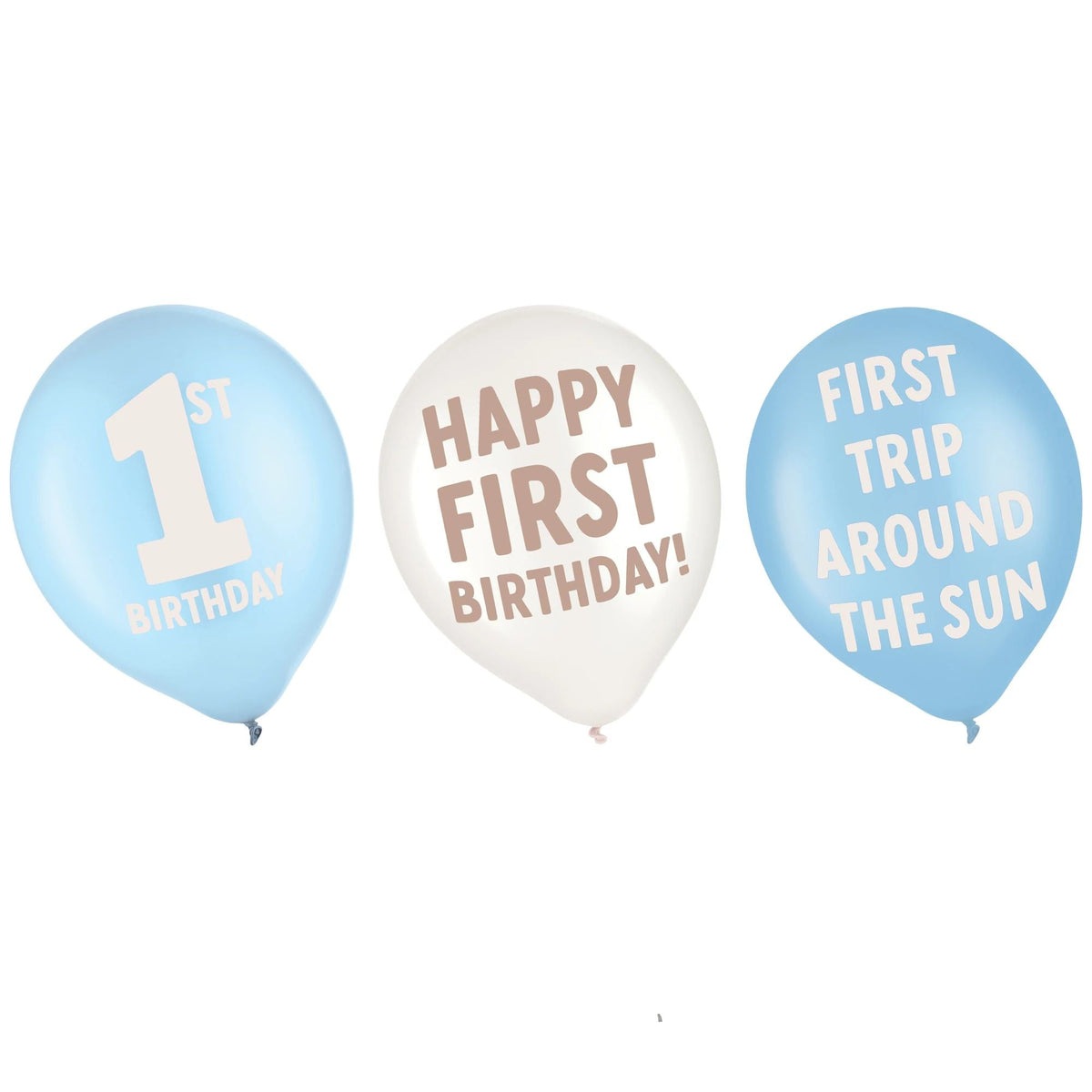 AMSCAN CA 1st Birthday Little Mister Printed Latex Balloons, Blue and White, 12 Inches, 6 Count 192937433195