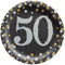 AMSCAN CA Age Specific Birthday 50th Sparkling Celeb Small Round Dessert Paper Plates, 7 Inches, 8 Count 192937466155
