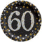 AMSCAN CA Age Specific Birthday 60th Sparkling Celeb Large Round Lunch Paper Plates, 9 Inches, 8 Count 192937490808