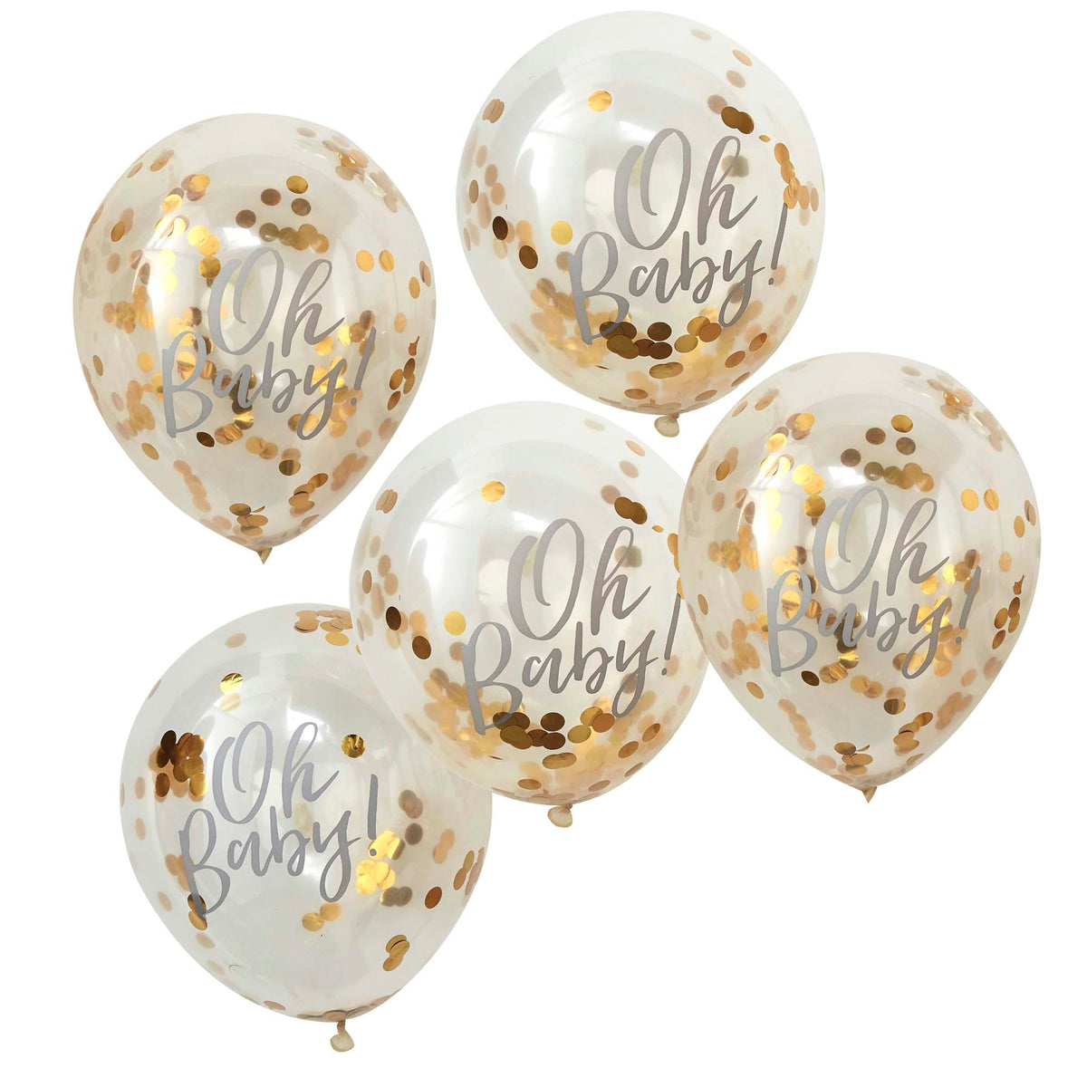 AMSCAN CA Baby Shower Oh Baby Confetti Latex Balloons, Gray, Clear and Brown, 12 Inches, 5 Count