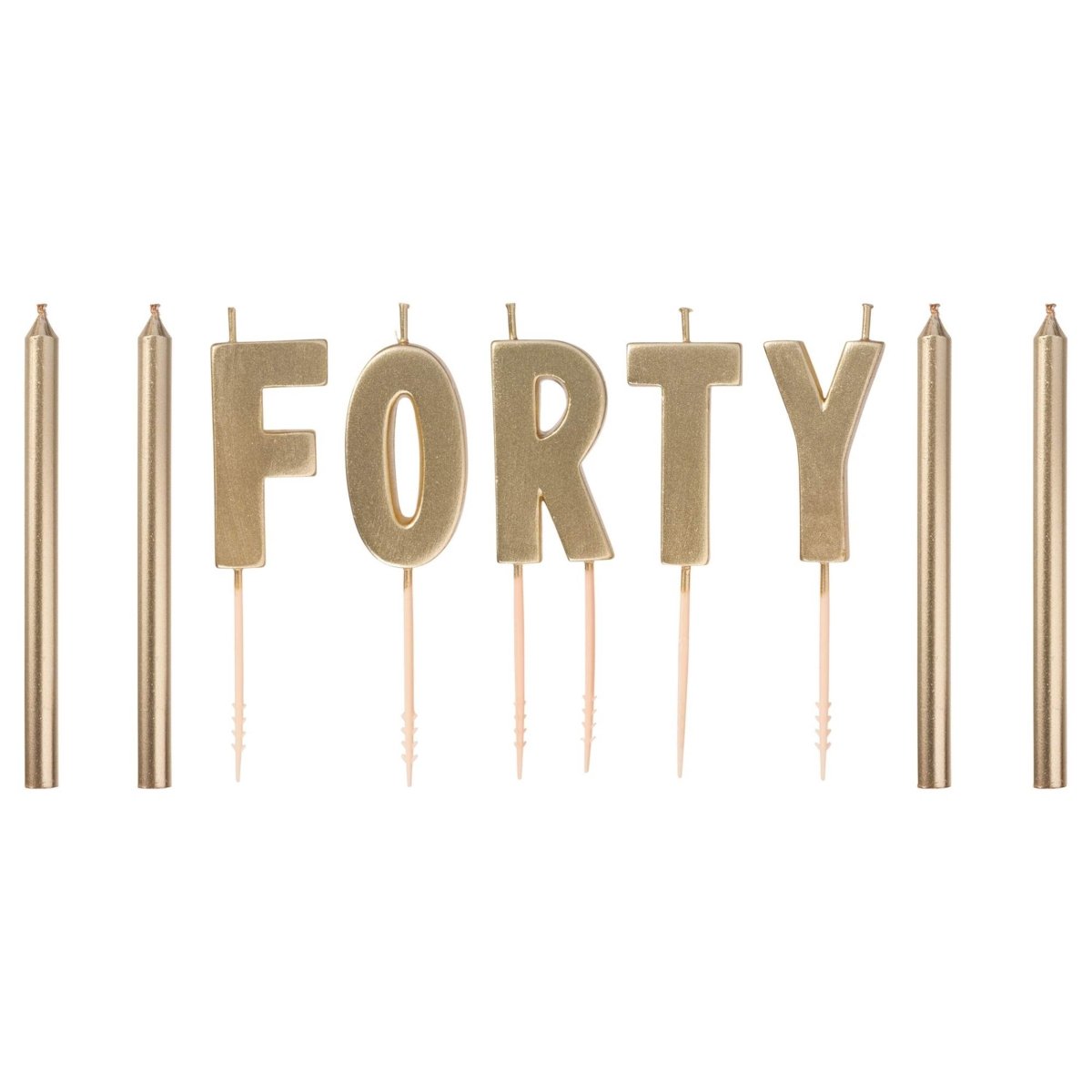 AMSCAN CA Cake Supplies Fancy Forty Birthday Candles, Metallic Gold, 9 Count 192937240007