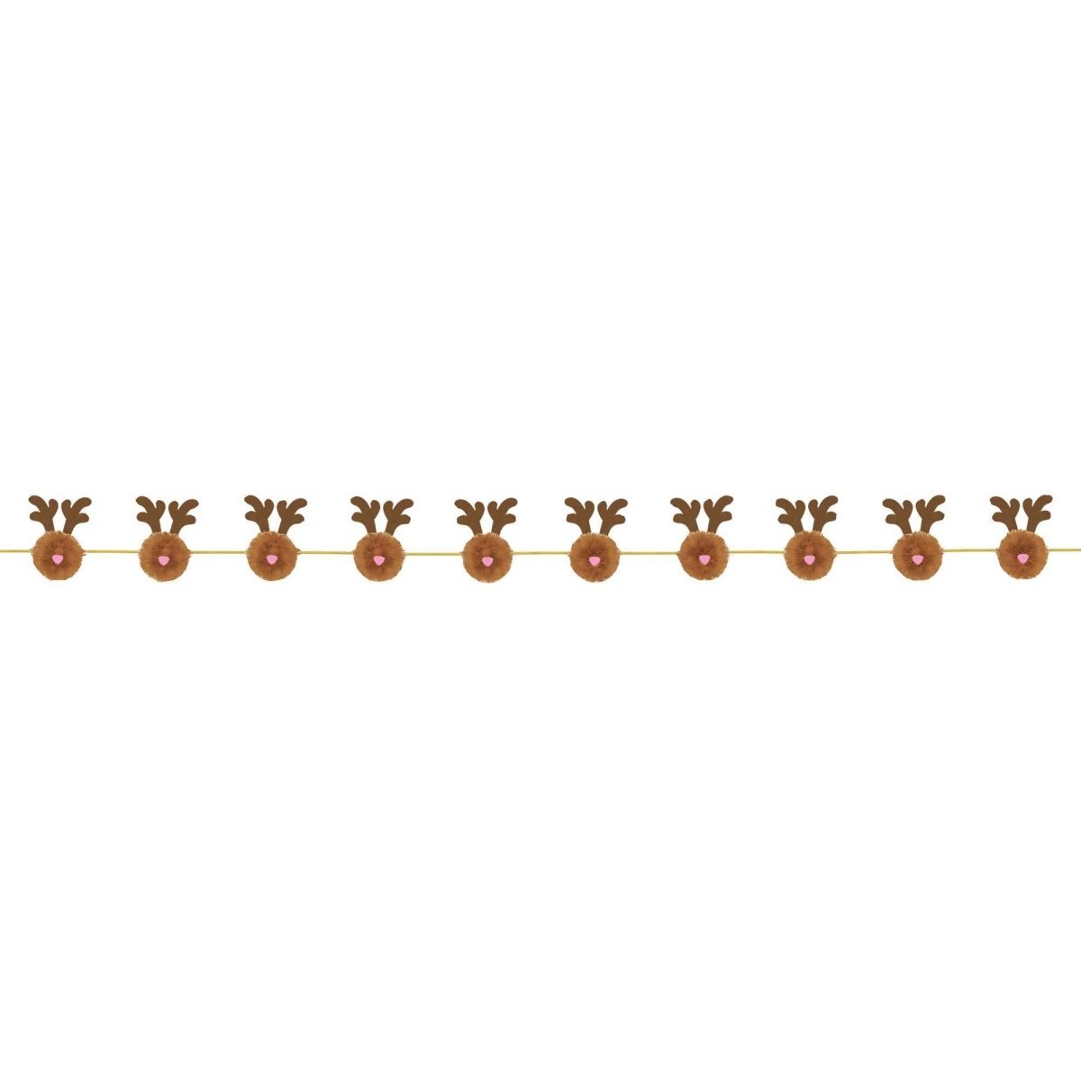 AMSCAN CA Christmas Reindeer Pom Pom Garland, 1 Count