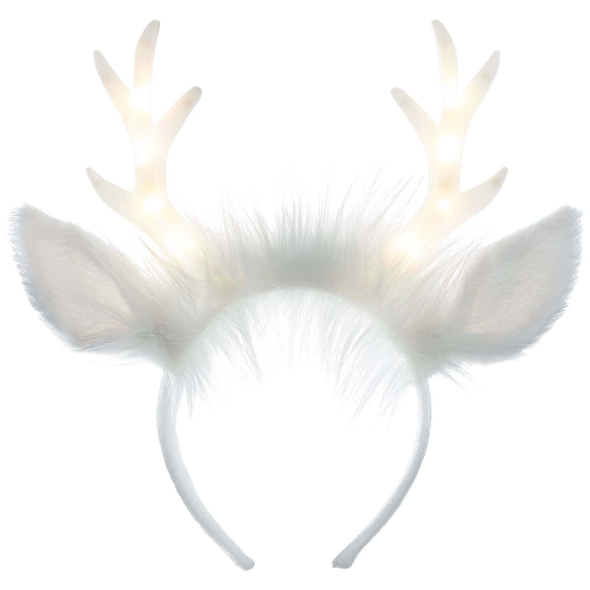 AMSCAN CA Christmas White Light-Up Antlers Headband, 1 Count